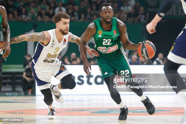 Scottie Wilbekin, #3 of Fenerbahce BEKO Istanbul competes with Jerian Grant, #22 of Fenerbahce Beko Istanbul during the Turkish Airlines EuroLeague...