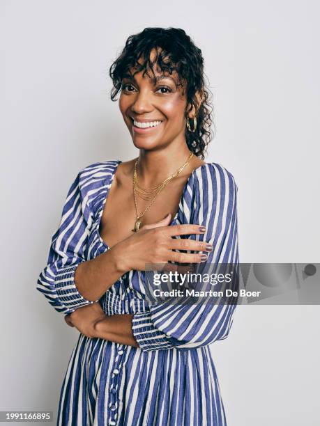 Lyndie Greenwood of "CrimeTime: Freefall" poses for TV Guide Magazine during the 2024 Winter TCA Portrait Studio at The Langham Huntington, Pasadena...