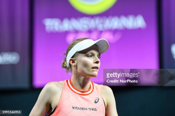 Harriet Dart from England is celebrating her victory over Nuria Parrizas-Diaz from Spain in the quarterfinals of the Transylvania Open, a WTA250...