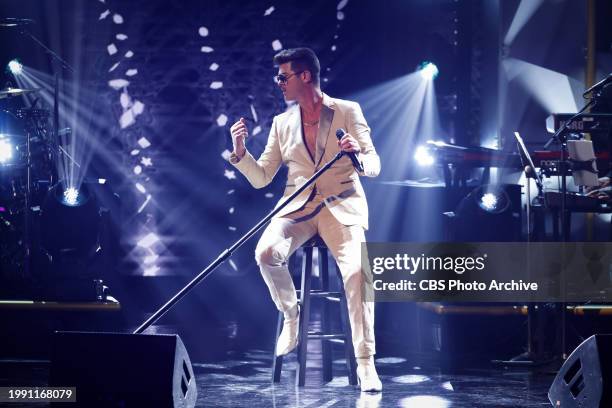 Robin Thicke performs at THE SUPER BOWL SOULFUL CELEBRATION 25TH ANNIVERSARY, airing Saturday, Feb. 10 on the CBS Television Network, and streaming...