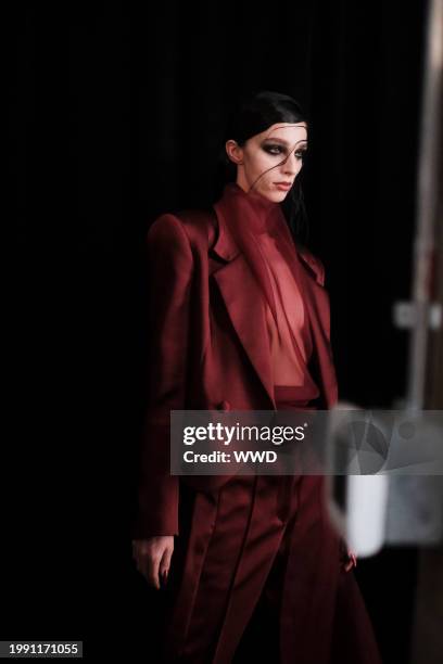 Backstage at Prabal Gurung RTW Fall 2024 as part of New York Ready to Wear Fashion Week held at the Starrett-Lehigh Building on February 9, 2024 in...