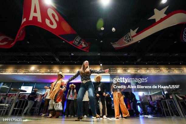Guests are seen at the US Soccer Annual General Meeting 2024 Friday night event at The National Soccer Hall of Fame on February 9, 2024 in Dallas,...