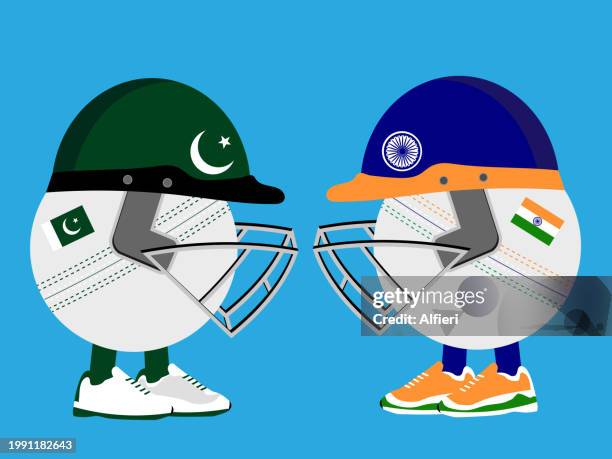 pakistan versus india cricket - indian cricket team stock illustrations