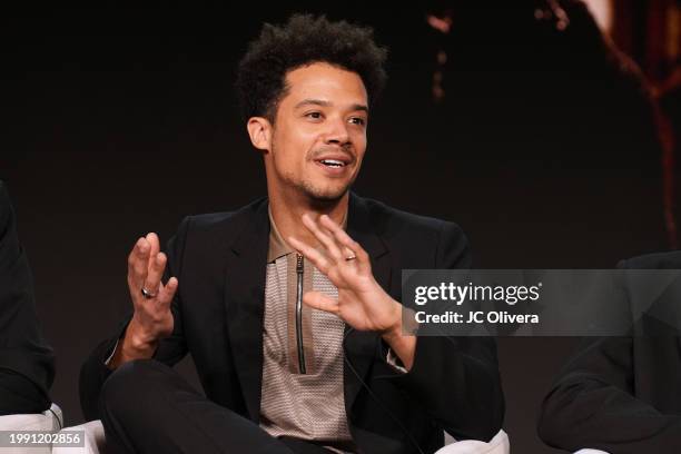 Jacob Anderson seen onstage at the AMC Networks media presentation of Anne Rice’s “Interview With The Vampire” during the 2024 TCA Winter Press Tour...
