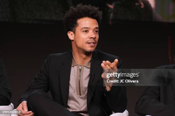 Jacob Anderson seen onstage at the AMC Networks media presentation of Anne Rice’s “Interview With The Vampire” during the 2024 TCA Winter Press Tour...