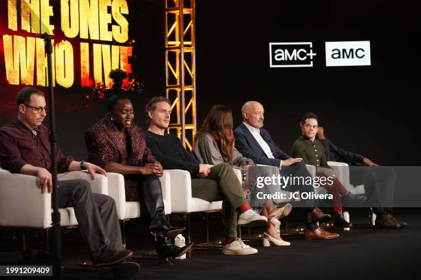 Scott Gimple, Danai Gurira, Andrew Lincoln, Lesley-Ann Brandt, Terry O’Quinn, Matthew August Jeffers, and Craig Tate seen onstage at the AMC Networks...