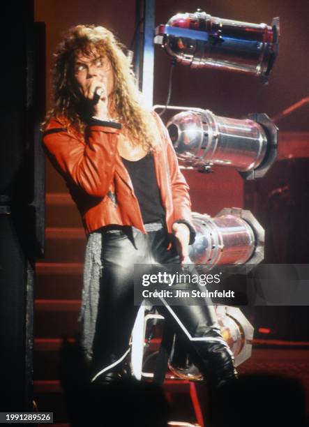 Swedish rock band Europe performs at the Orpheum Theatre in Minneapolis, Minnesota on May 7, 1987.