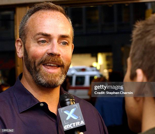 Richard Hatch, winner of the first "Survivor" reality show, is interviewed as he arrives at the "Survivor: The Amazon" finale at the Ed Sullivan...