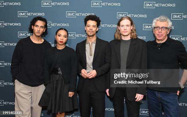 Actors Assad Zaman, Delainey Hayles, Jacob Anderson, Sam Reid and Eric Bogosian attend the AMC Network's presentation of "Anne Rice's Interview with...