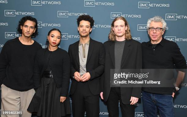 Actors Assad Zaman, Delainey Hayles, Jacob Anderson, Sam Reid and Eric Bogosian attend the AMC Network's presentation of "Anne Rice's Interview with...