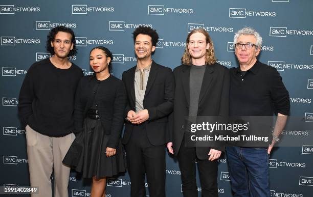 Actors Assad Zaman, Delainey Hayles, Jacob Anderson, Sam Reid and Eric Bogosian attend the AMC Network's presentation of "Anne Rice's Interview with...