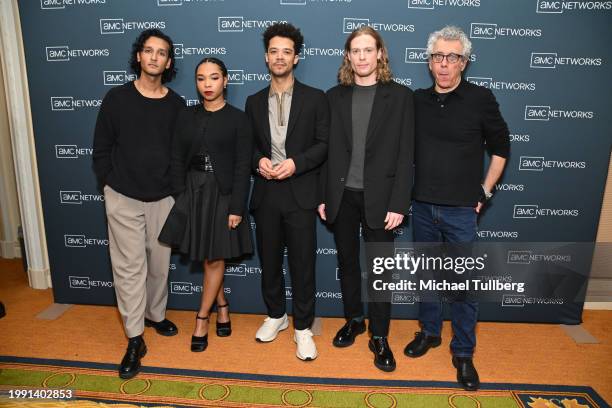 Actors Assad Zaman, Delainey Hayles, Jacob Anderson, Sam Reid and Eric Bogosian attend the AMC Network's presentation of "Anne Rice's Interview with...