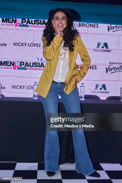 Bárbara Torres attends a press conference for the monologue "Menopausia" on February 6, 2024 in Mexico City, Mexico.