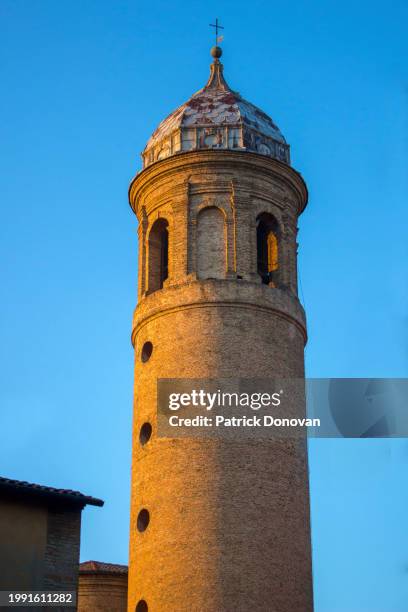 bell tower of the basilica di san vitale, ravenna, italy - basilica of san vitale stock pictures, royalty-free photos & images