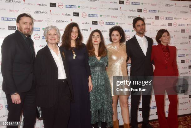 Sylvie Granotier and Irène Jacob attend a photocall for the 31st "Trophees Du Film Francais" Intercontinental on February 06, 2024 in Paris, France.