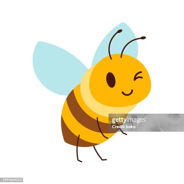 niedliche honigbiene. - biene stock-grafiken, -clipart, -cartoons und -symbole
