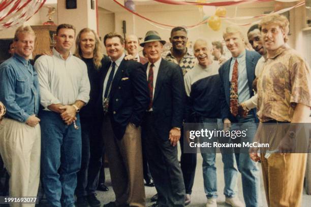 Boomer Esiason, Howie Long, Joe Pytka, Mike Ditka, an actor, Tom Landry, Lawrence Taylor, Austin McCann, Phil Simms, Eric Dickerson, and John Elway...