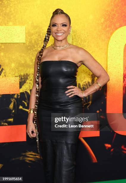 Sundra Oakley attends Paramount Pictures' "Bob Marley: One Love" premiere at Regency Village Theatre on February 06, 2024 in Los Angeles, California.