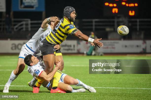 Nacani WAKAYA of Mont de Marsan during the Pro D2 match between Stade Montois and FC Grenoble Rugby at Stade Guy Boniface on February 9, 2024 in...