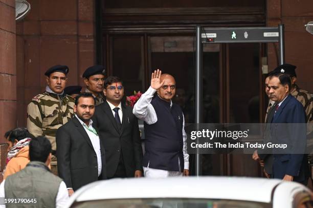 New Delhi, India – February 01: MoS Finance, Bhagwat Kishanrao Karad, outside Finance Ministry on the Budget Day in New Delhi on February 01, 2024.