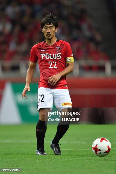 Yuki Abe of Urawa Red Diamonds in action during the J.League J1 match between Urawa Red Diamonds and Albirex Niigata at Saitama Stadium on July 9,...