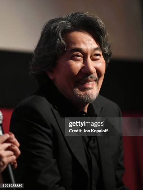 Actor Koji Yakusho attends Los Angeles Premiere Of “Perfect Days” With Wim Wenders And Koji Yakusho at TCL Chinese Theatre on February 06, 2024 in...