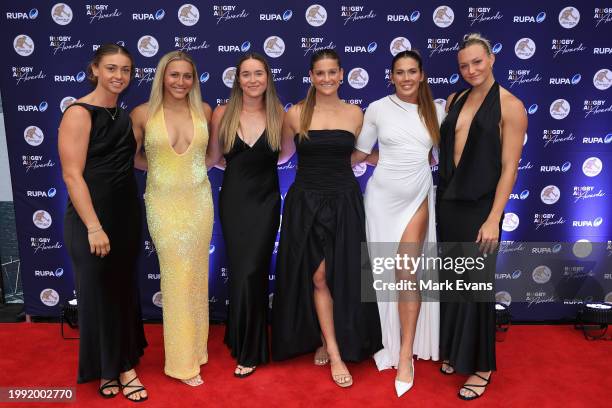 Australian Sevens players arrive for the 2023 Rugby Australia Awards at Doltone House on February 07, 2024 in Sydney, Australia.