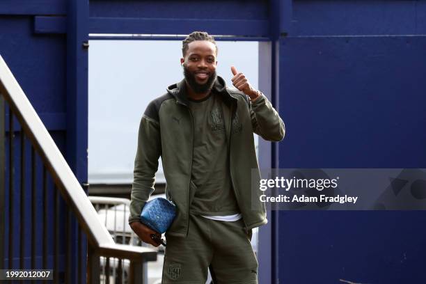 Nathaniel Chalobah of West Bromwich Albion arrives at the stadium ahead of the Sky Bet Championship match between Ipswich Town and West Bromwich...