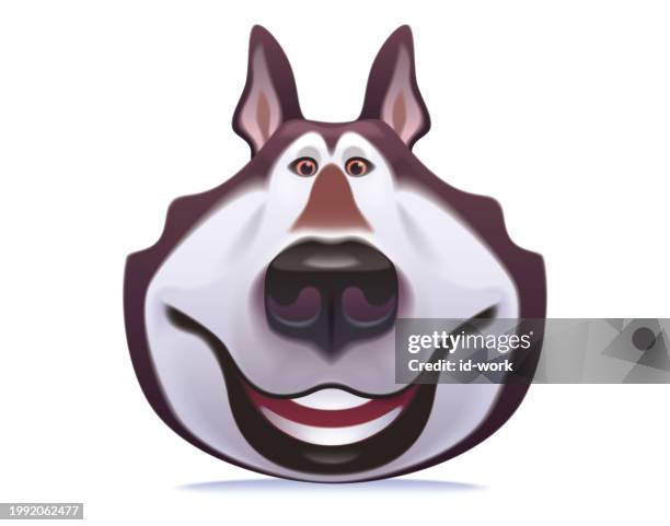 happy husky dog head icon - panting stock illustrations