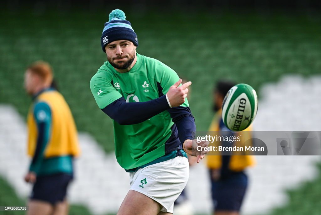Irish Rugby Running Dublin , Ireland - 10 February 2024; Robbie Henshaw during an Ireland ...
