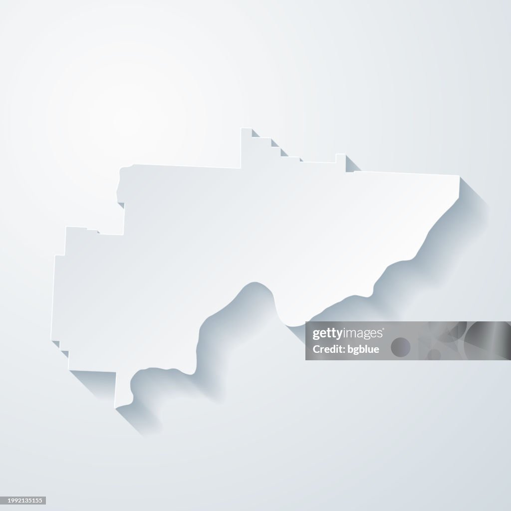 Washington County, Ohio. Map with paper cut effect on blank background