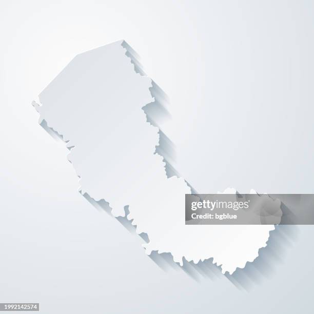 mingo county, west virginia. map with paper cut effect on blank background - west-virginia-county-map stock illustrations