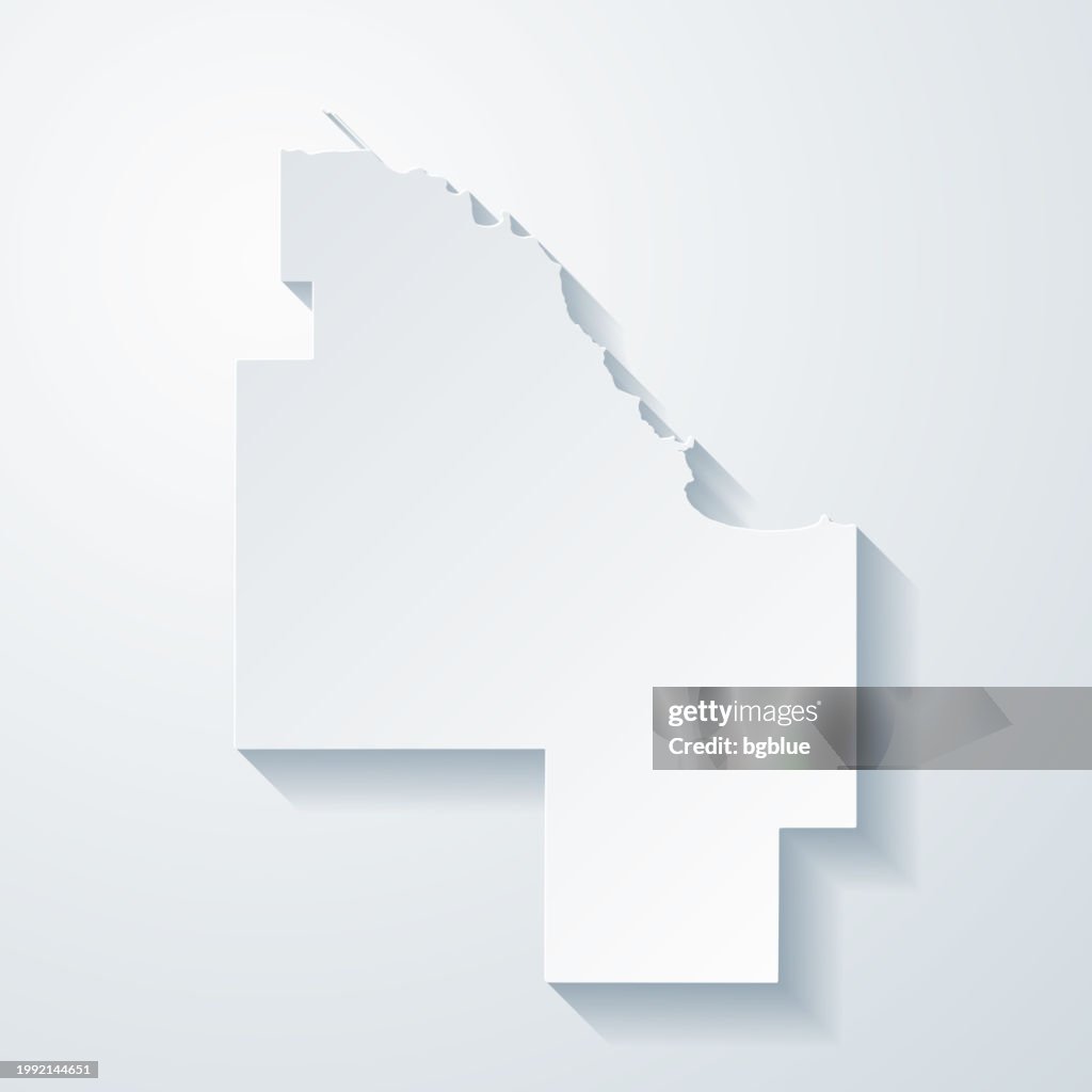 Marquette County, Michigan. Map with paper cut effect on blank background