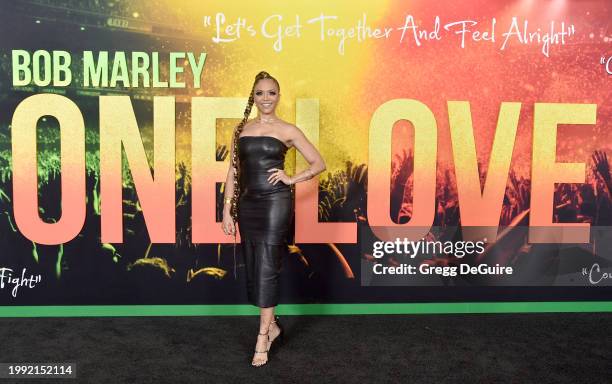 Sundra Oakley attends the Los Angeles Premiere Of Paramount Pictures "Bob Marley: One Love" at Regency Village Theatre on February 06, 2024 in Los...