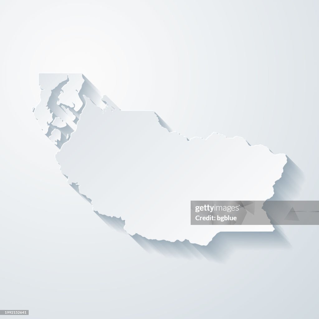 Pierce County, Washington. Map with paper cut effect on blank background