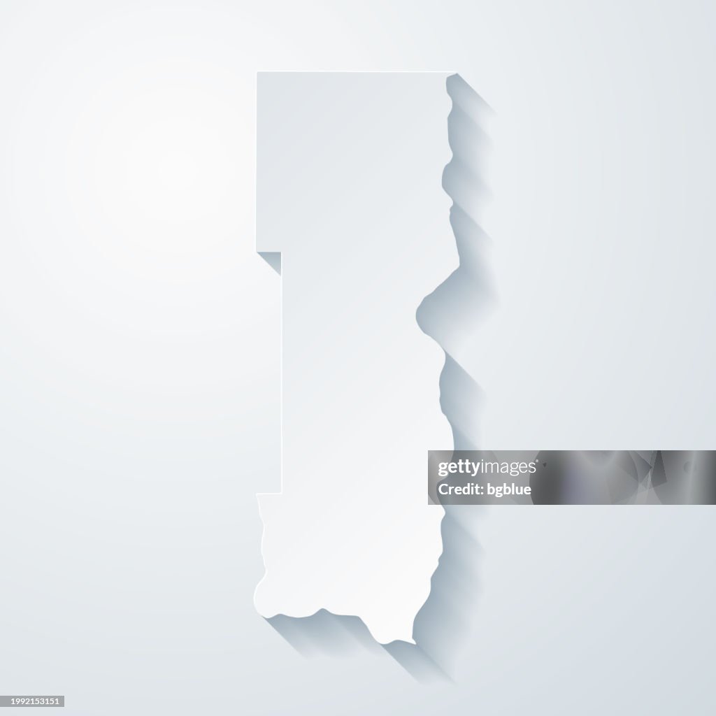 Washington County, Minnesota. Map with paper cut effect on blank background