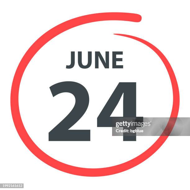 June 20 Date Circled In Red On White Background High-Res Vector