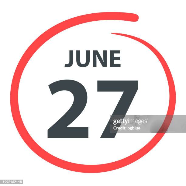 June 20 Date Circled In Red On White Background High-Res Vector