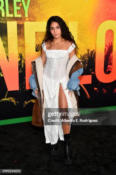 Jessie Reyez attends the Los Angeles Premiere of "Bob Marley: One Love" at Regency Village Theatre on February 06 in Los Angeles, California.