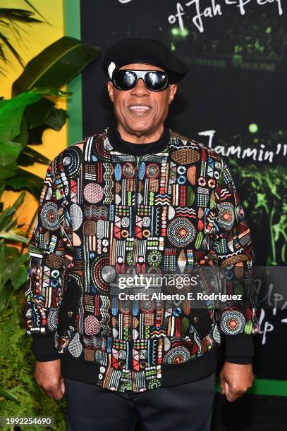 Stevie Wonder attends the Los Angeles Premiere of "Bob Marley: One Love" at Regency Village Theatre on February 06 in Los Angeles, California.