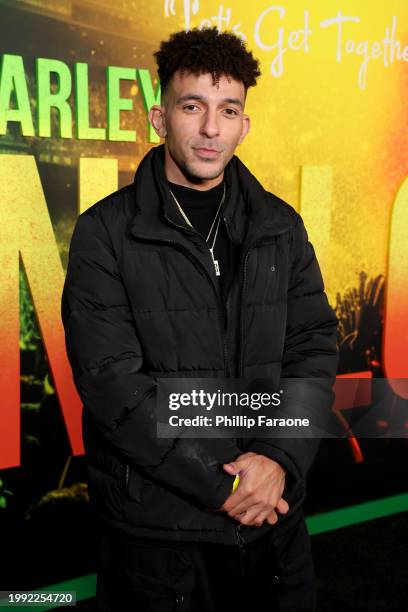 Khleo Thomas attends the Los Angeles Premiere of "Bob Marley: One Love" at Regency Village Theatre on February 06 in Los Angeles, California.