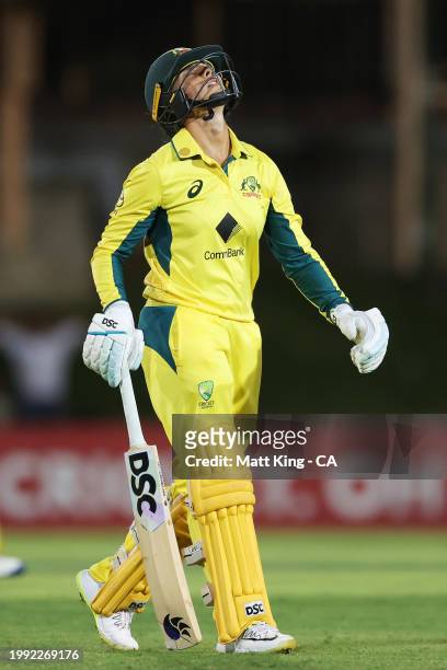Ashleigh Gardner of Australia looks dejected as she walks from the field after being dismissed during game two of the Women's One Day International...