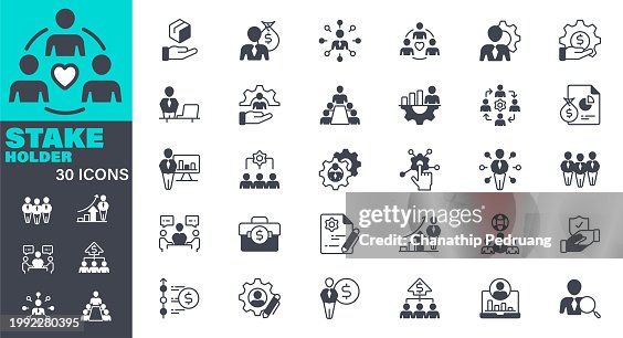 Stakeholder Icons set. Solid icon collection. Vector graphic elements, Icon Symbol, Marketing, Finance, Solution, Growth, Advertisement, Communication, Discussion Stakeholder Icons set. Solid icon collection. Vector graphic elements, Icon Symbol, Marketing, Finance, Solution, Growth, Advertisement, Communication, Discussion