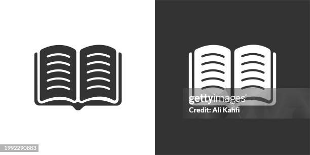 open book icon. solid icon that can be applied anywhere, simple, pixel perfect and modern style. - open book graphic stock illustrations