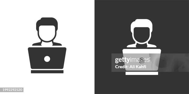online study icon. solid icon that can be applied anywhere, simple, pixel perfect and modern style. - students learning computer programming stock illustrations