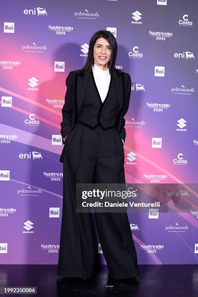 Giorgia attends a photocall during the 74th Sanremo Music Festival 2024 at Teatro Ariston on February 07, 2024 in Sanremo, Italy.