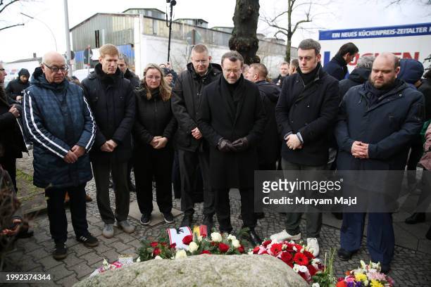 People pay their respects at the memorial for "honour-killing" victim Hatun Surucu on the 19th anniversary of her death on February 07, 2024 in...