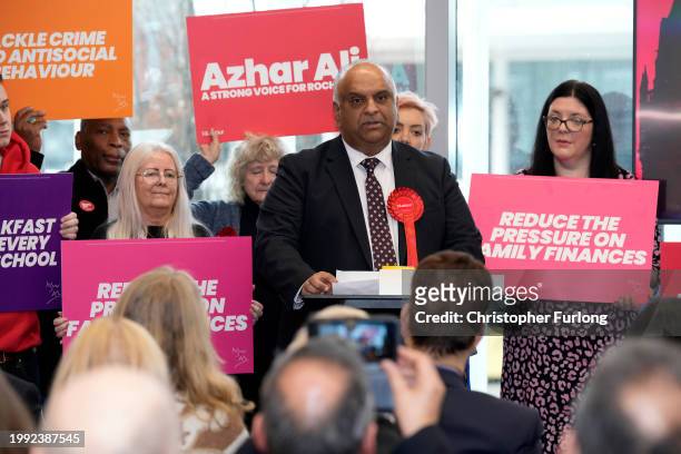Labour candidate for Rochdale, Azhar Ali launches his by-election campaign on February 07, 2024 in Rochdale, England. Azhar Ali announced his five...