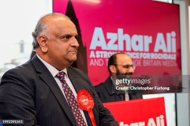 Labour candidate for Rochdale, Azhar Ali launches his by-election campaign on February 07, 2024 in Rochdale, England. Azhar Ali announced his five...