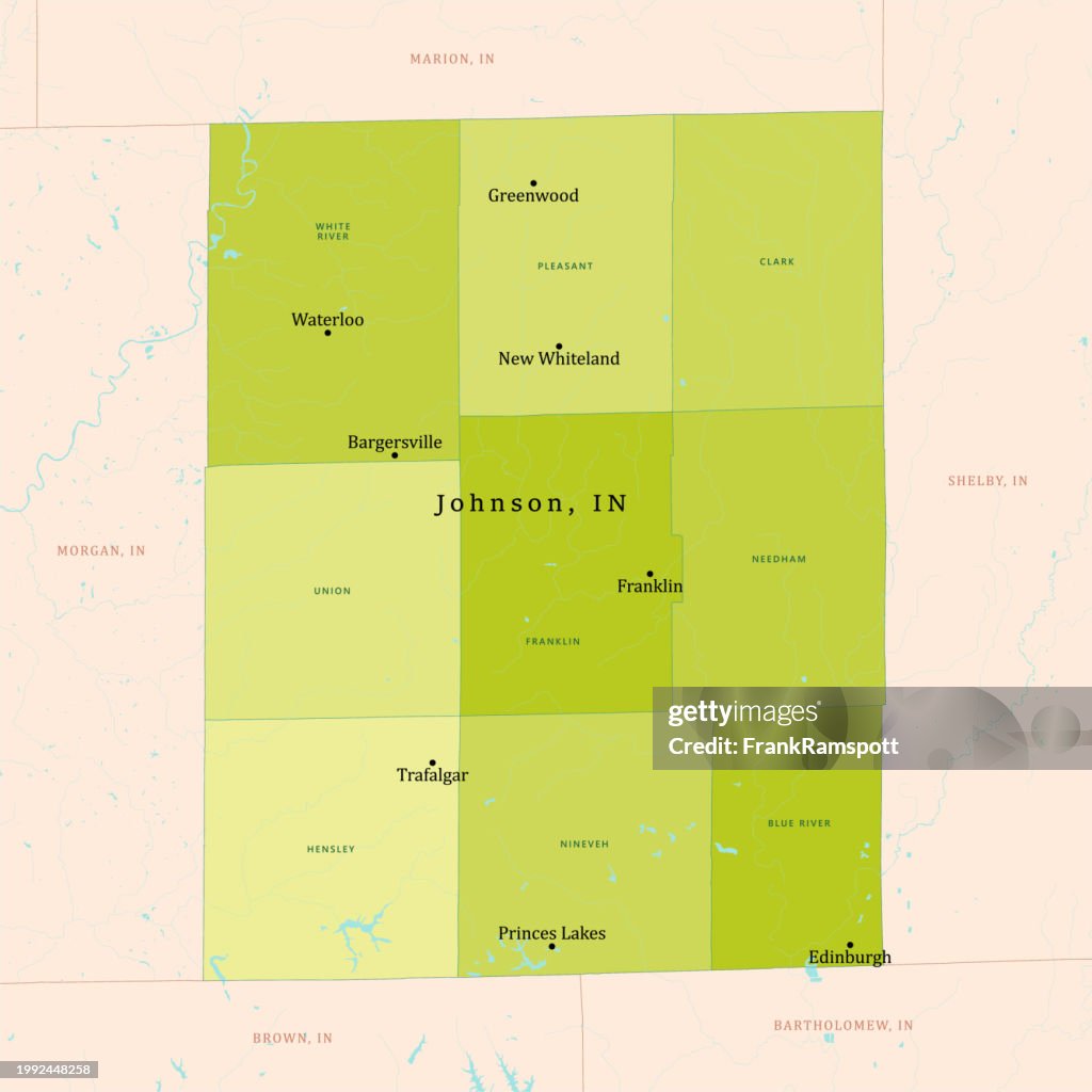 IN Johnson County Vector Map Green